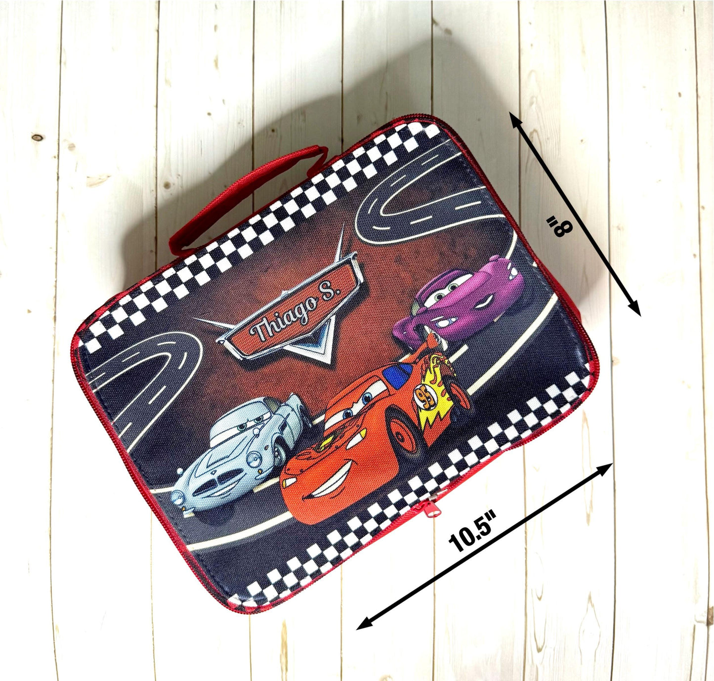 Personalized Kids Lunch Set, Cars Movie Toddler Lunchbag for School Personalized for Boys Matching Water Bottle Food Jar, Lightning Mcqueen