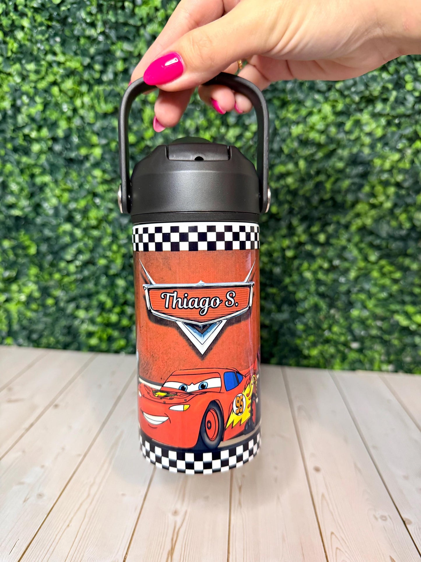 Personalized Kids Lunch Set, Cars Movie Toddler Lunchbag for School Personalized for Boys Matching Water Bottle Food Jar, Lightning Mcqueen