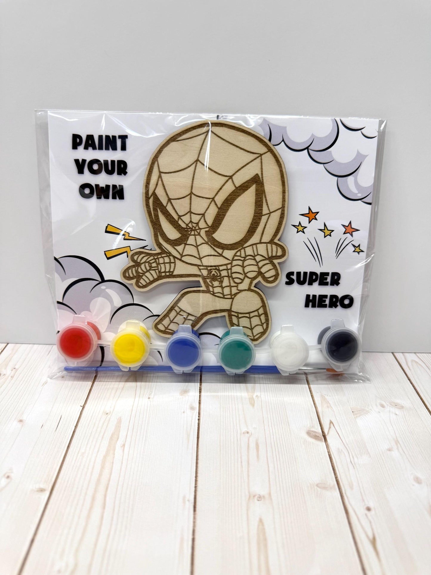 Personalized Party Favor Painting Kit for Kids, Superhero Birthday Party, Marvel Spiderman Ironman Captain America, Coloring Kit for kids