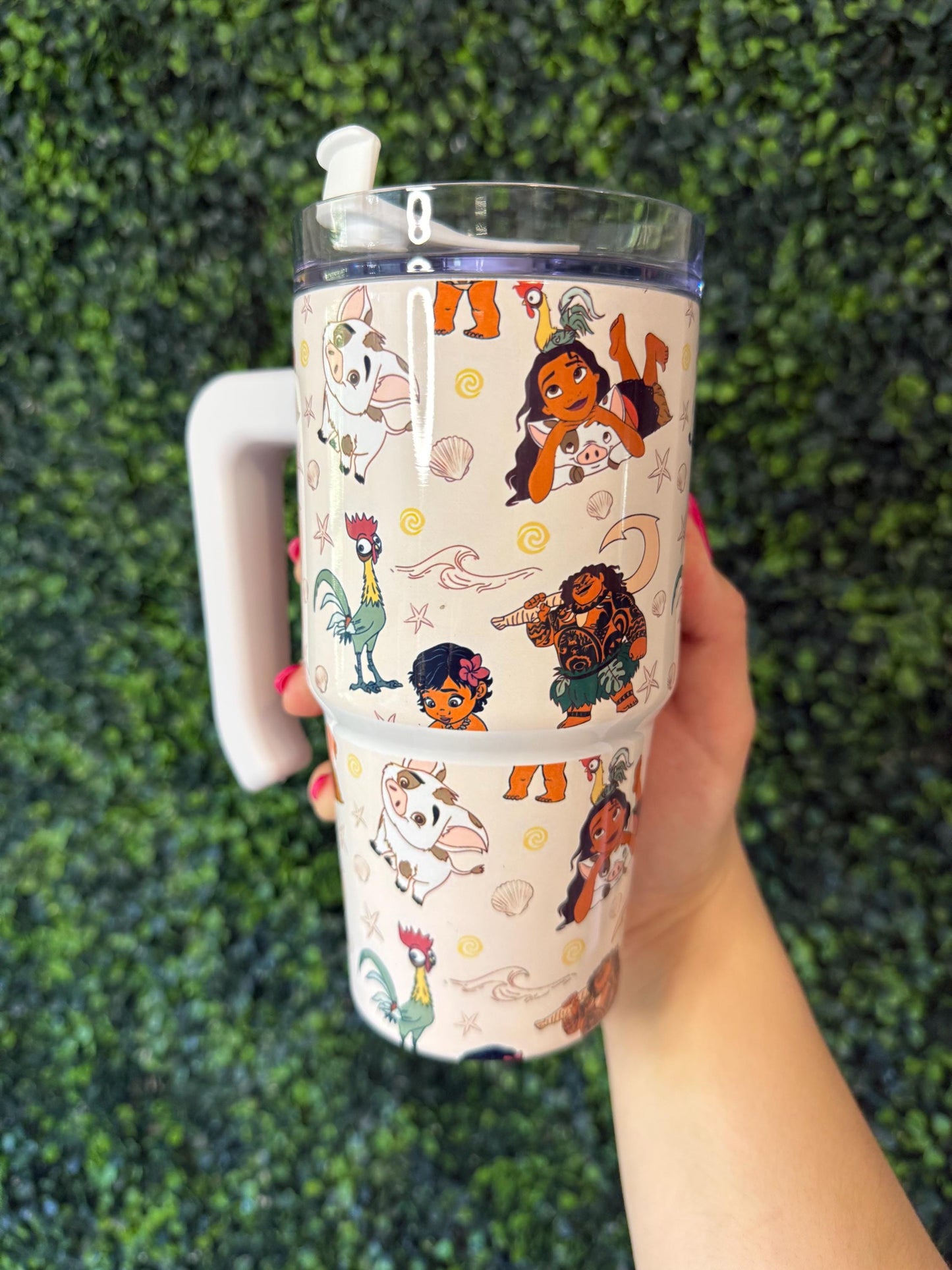 Kids Tumbler 20oz Cup with Handle,Moana Water Bottle, Moana Maui tumbler, perfect Birthday Gift, Ocean Princess
