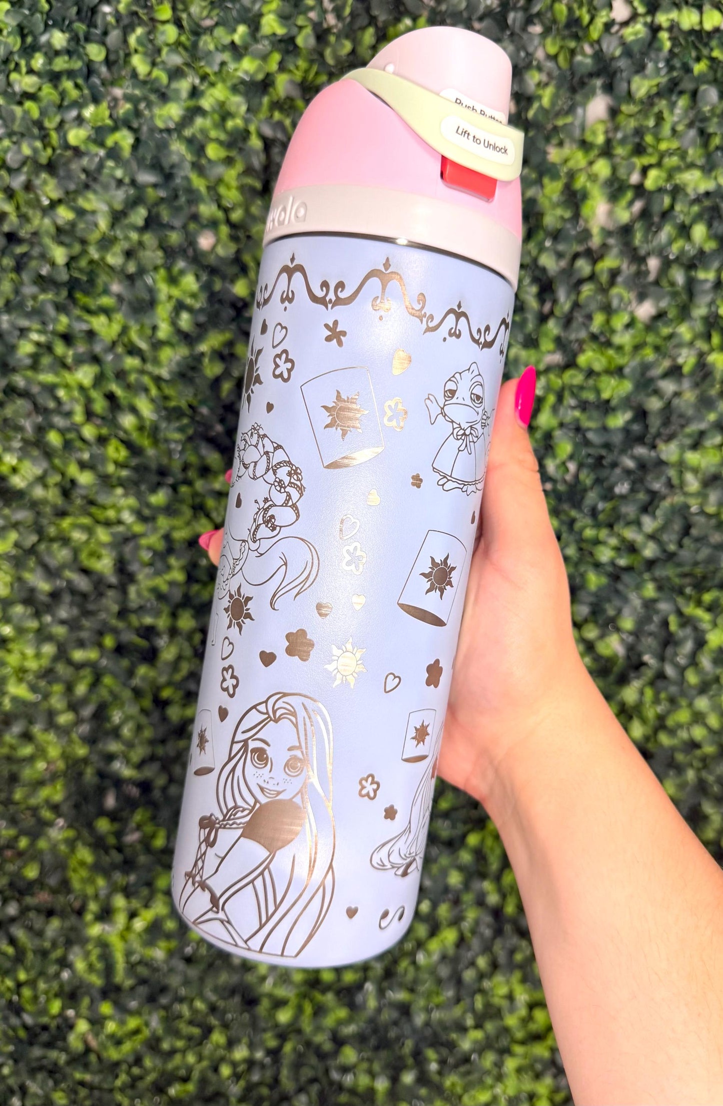 Custom Engraved Owala, Tangled Movie Princess, 24oz Free Sip, Engraved tumbler, Rapunzel princess