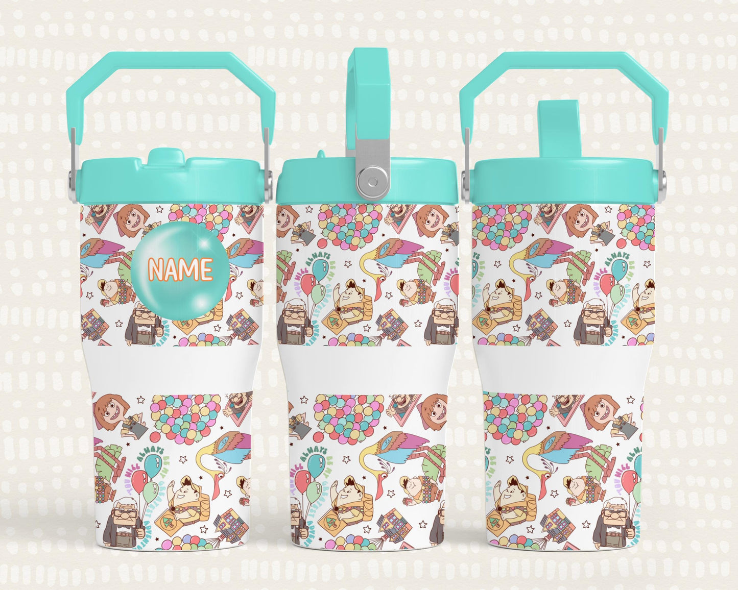 Kids Tumbler 20oz Cup with Handle, Up movie, Kids Water Bottle, perfect Birthday Gift, Carl Ellie Russell Dug, Up adventure Birthday