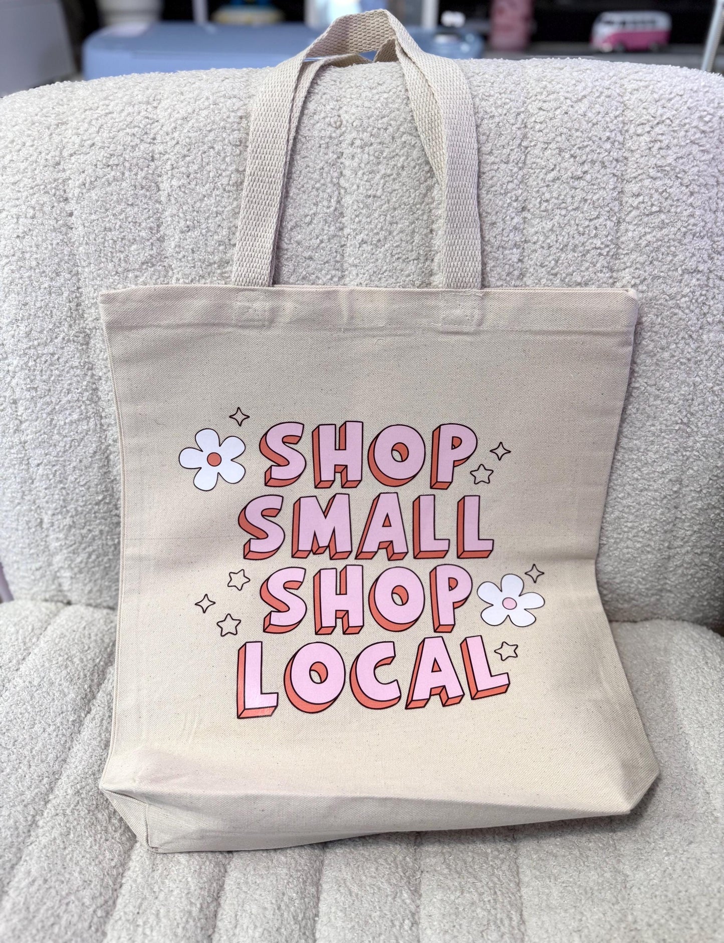Shop Small Shop Local Tote Gift Spring Tote Shopper Summer Bag Eco Friendly Bag Reusable Grocery Tote Cute Tote Farmers Market Bag