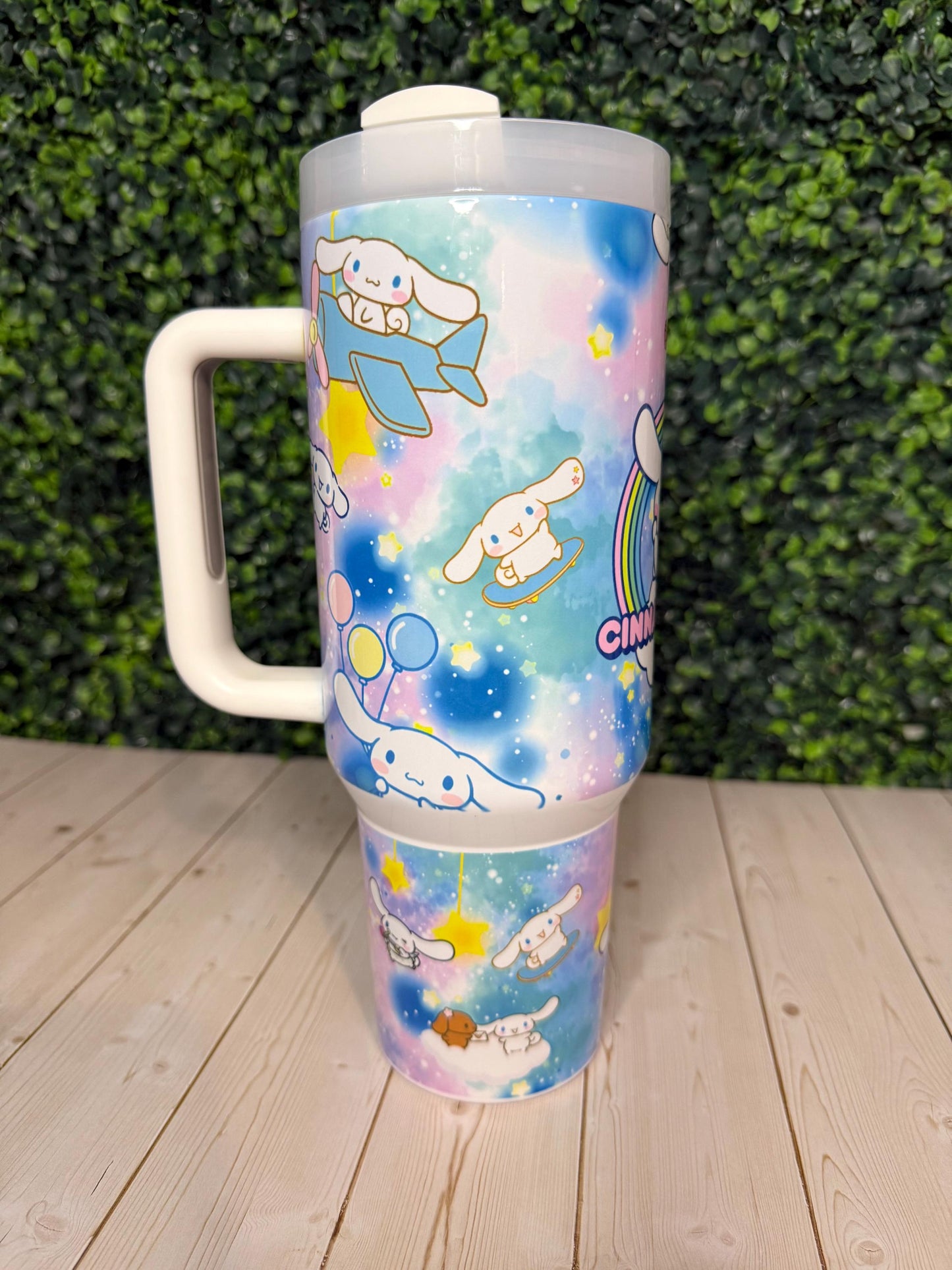 Cinnamoroll Tumbler 40oz with Handle, HK, Cinnamon Roll and friends, Rainbow tumbler, Kawaii tumbler, Kitty and friends, Kawaii gift