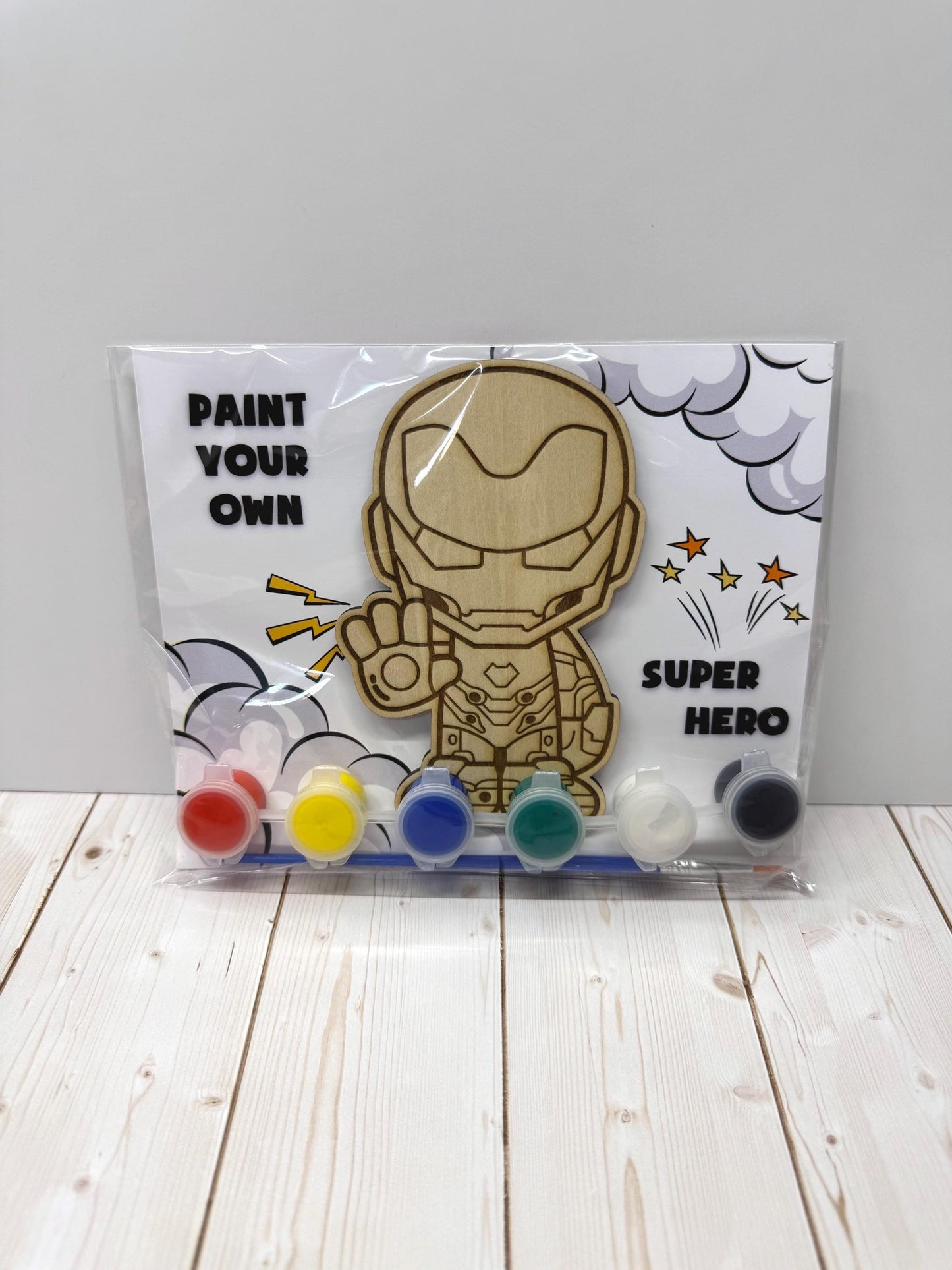 Personalized Party Favor Painting Kit for Kids, Superhero Birthday Party, Marvel Spiderman Ironman Captain America, Coloring Kit for kids