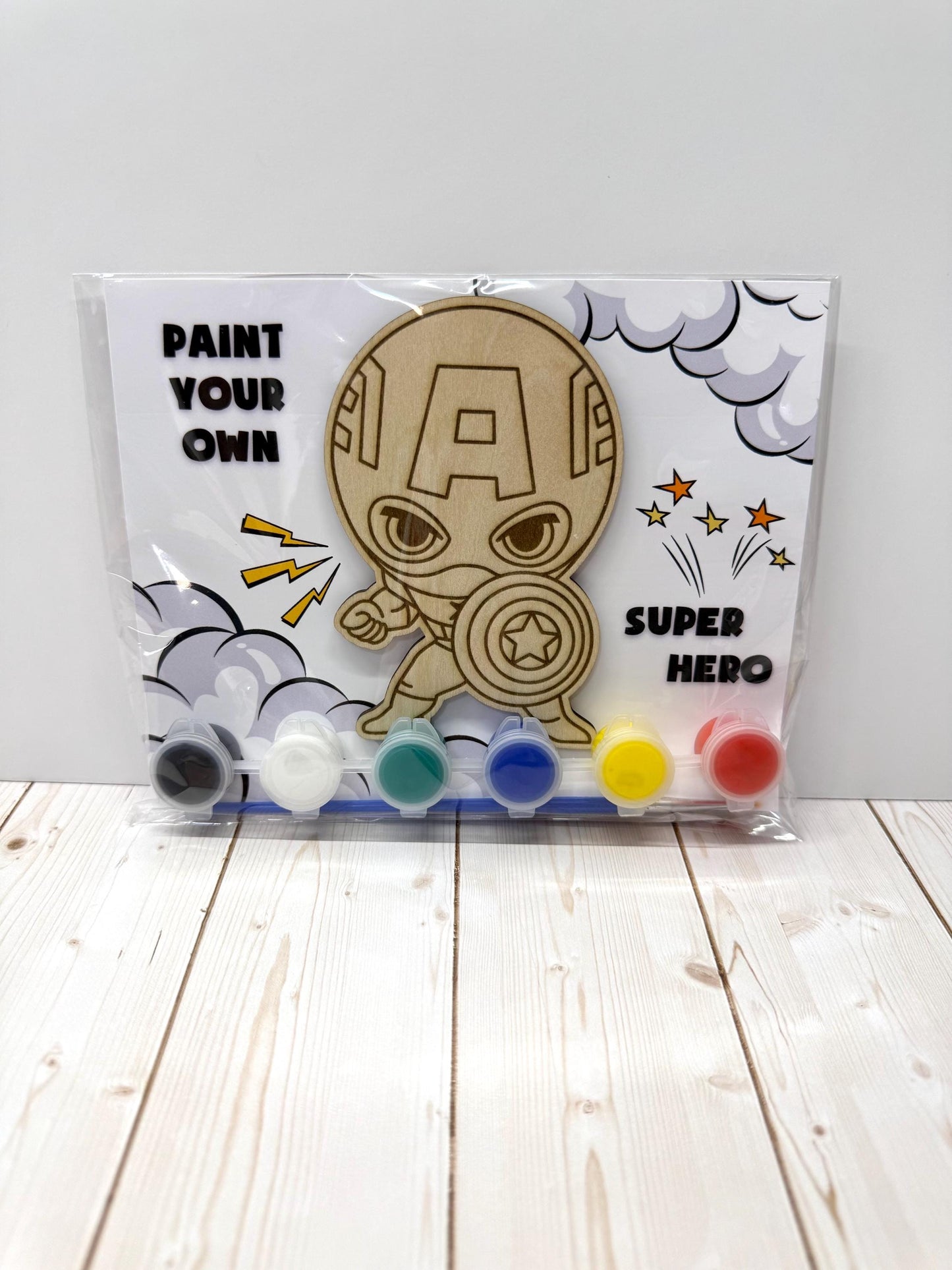 Personalized Party Favor Painting Kit for Kids, Superhero Birthday Party, Marvel Spiderman Ironman Captain America, Coloring Kit for kids
