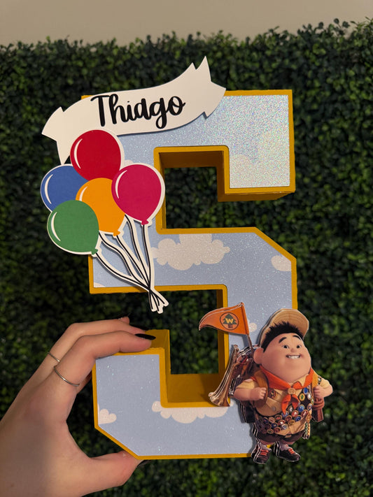 Kids Party Decor 3D Number 3D Letter, Up Movie Party Adventure, Tabletop decoration and Centerpiece 10” tall Custom with Name and Age