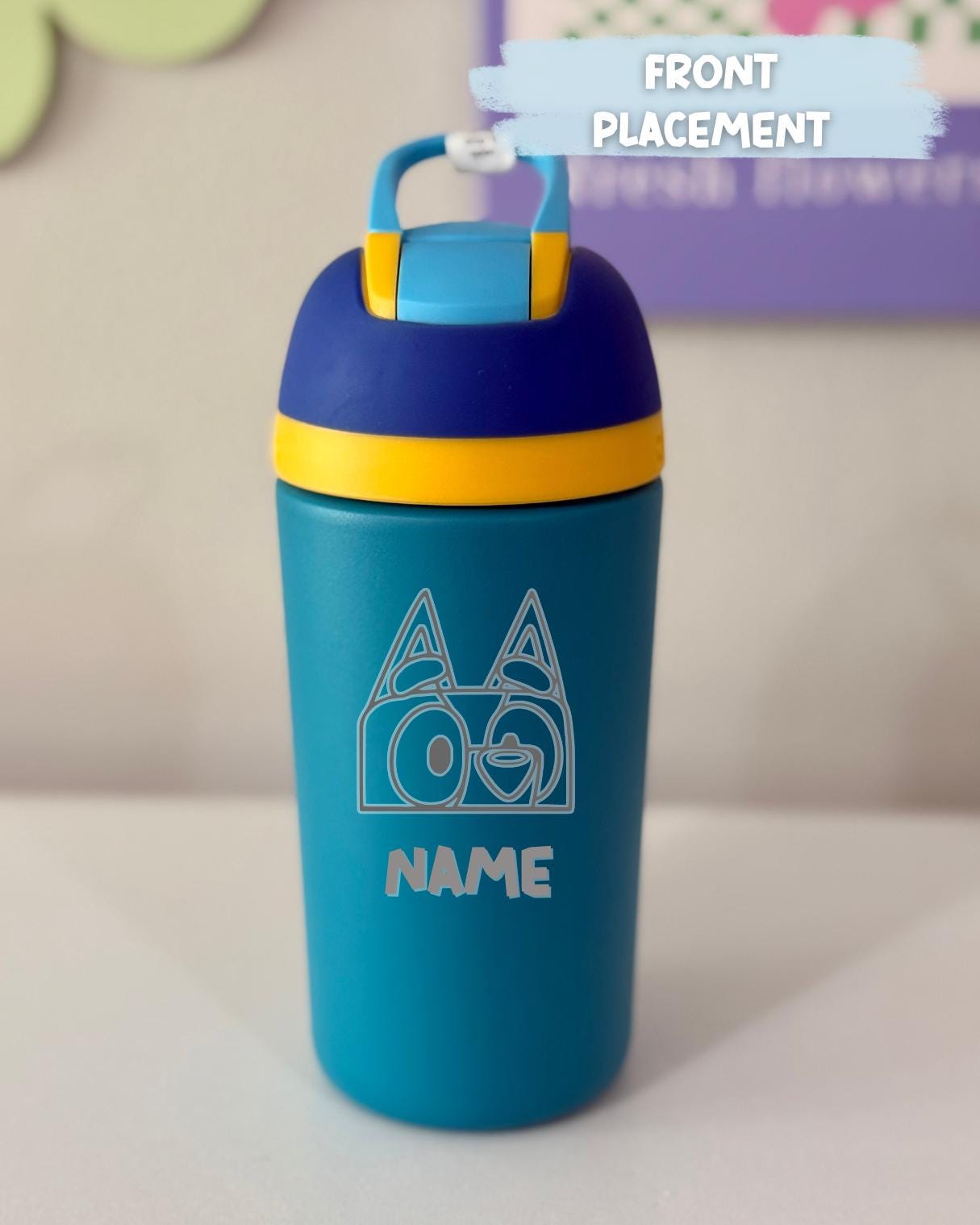 Custom Engraved Kids Tumbler Owala Flip 14oz Spill Proof, Bluey Engraved tumbler, Toddler cup, Cartoon dog, Bluey gift for boys and girls