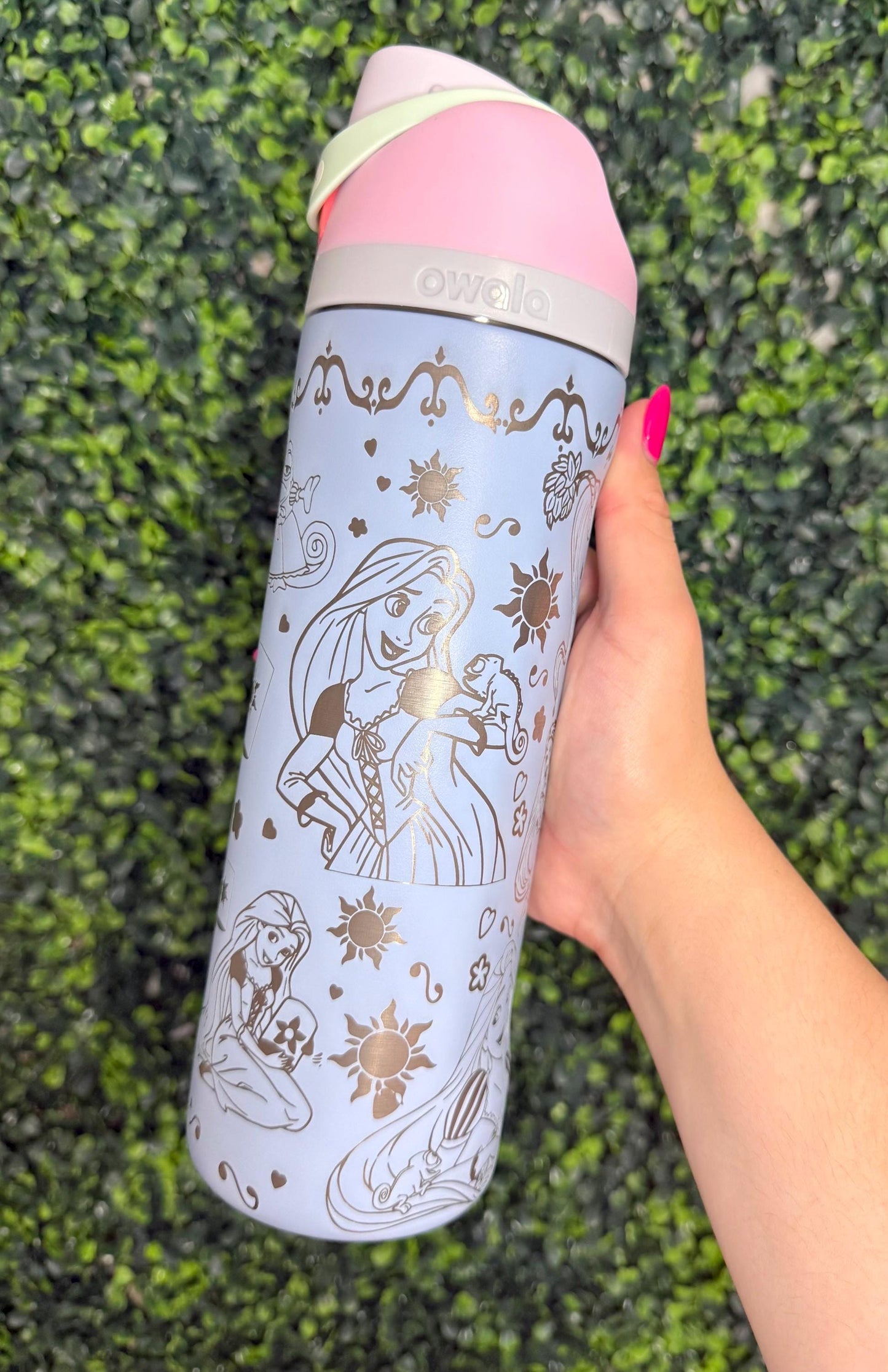 Custom Engraved Owala, Tangled Movie Princess, 24oz Free Sip, Engraved tumbler, Rapunzel princess