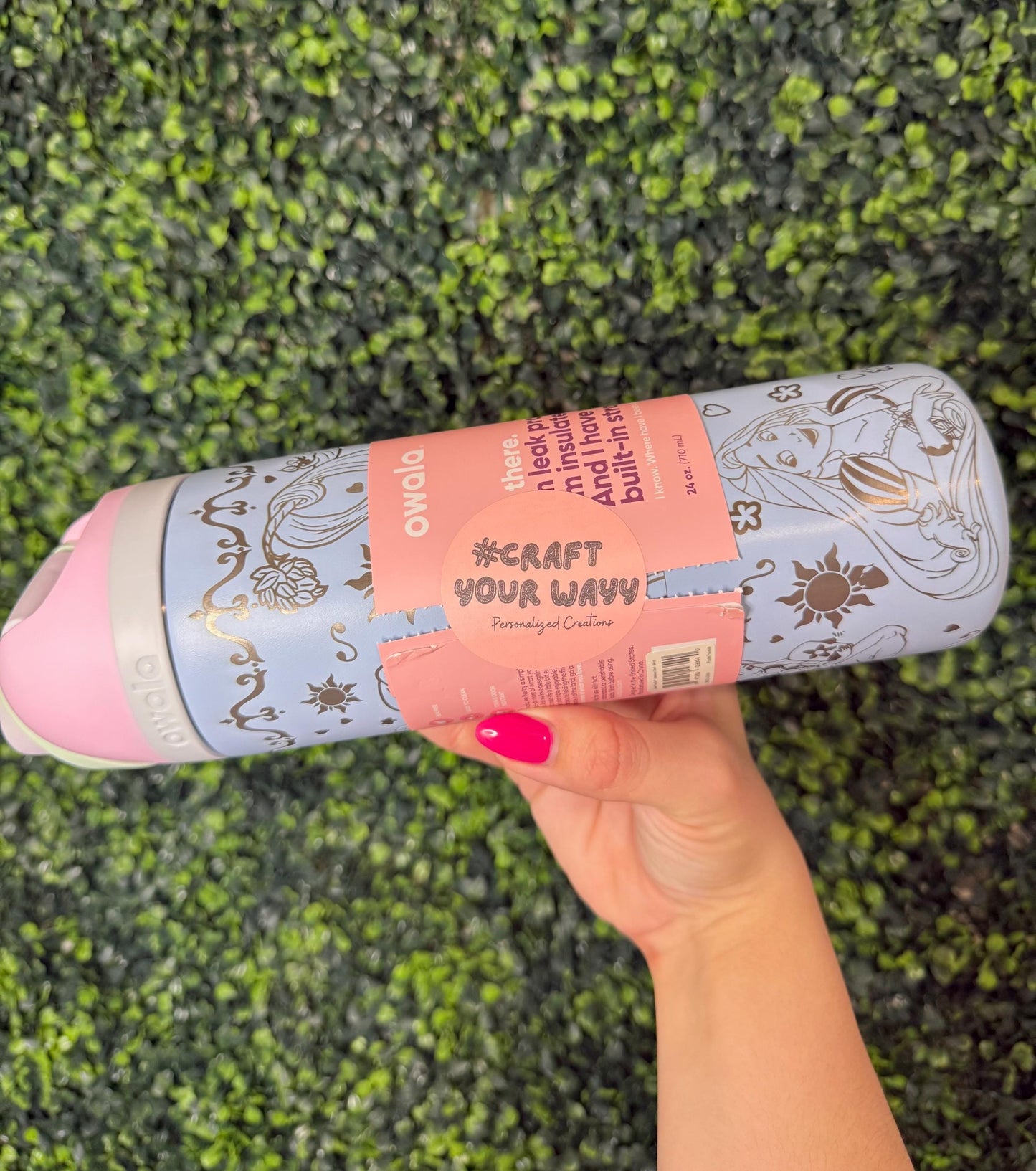 Custom Engraved Owala, Tangled Movie Princess, 24oz Free Sip, Engraved tumbler, Rapunzel princess