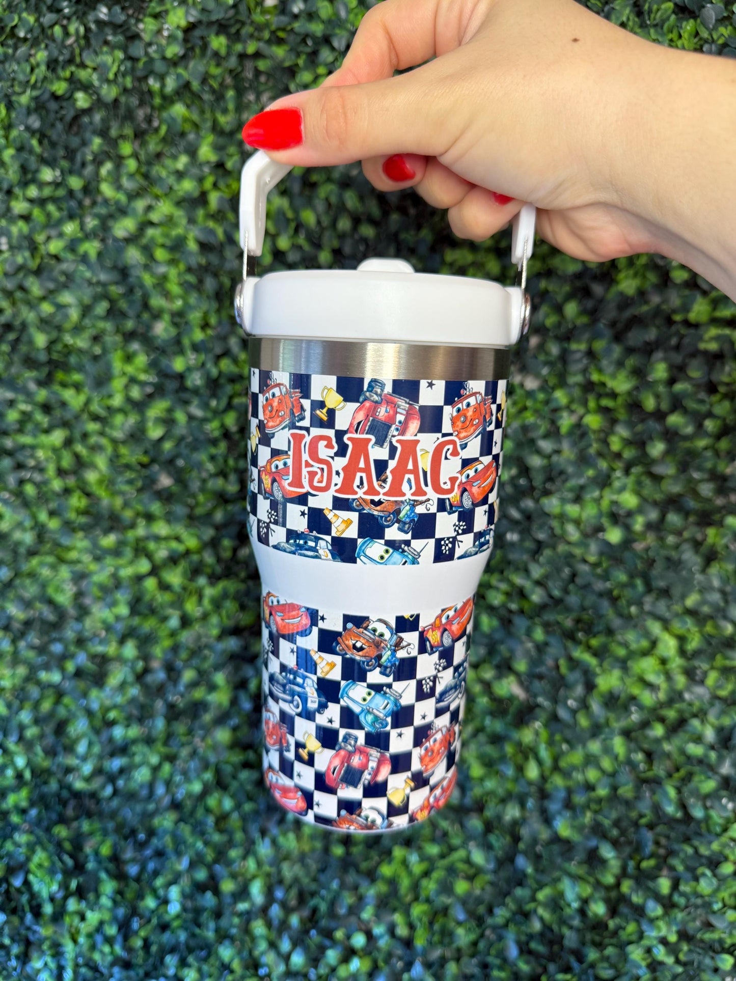 Kids Tumbler 20oz Cup with Handle, Cars Movie Kids Water Bottle, Lightning Mcqueen tumbler, perfect Birthday Gift for boys