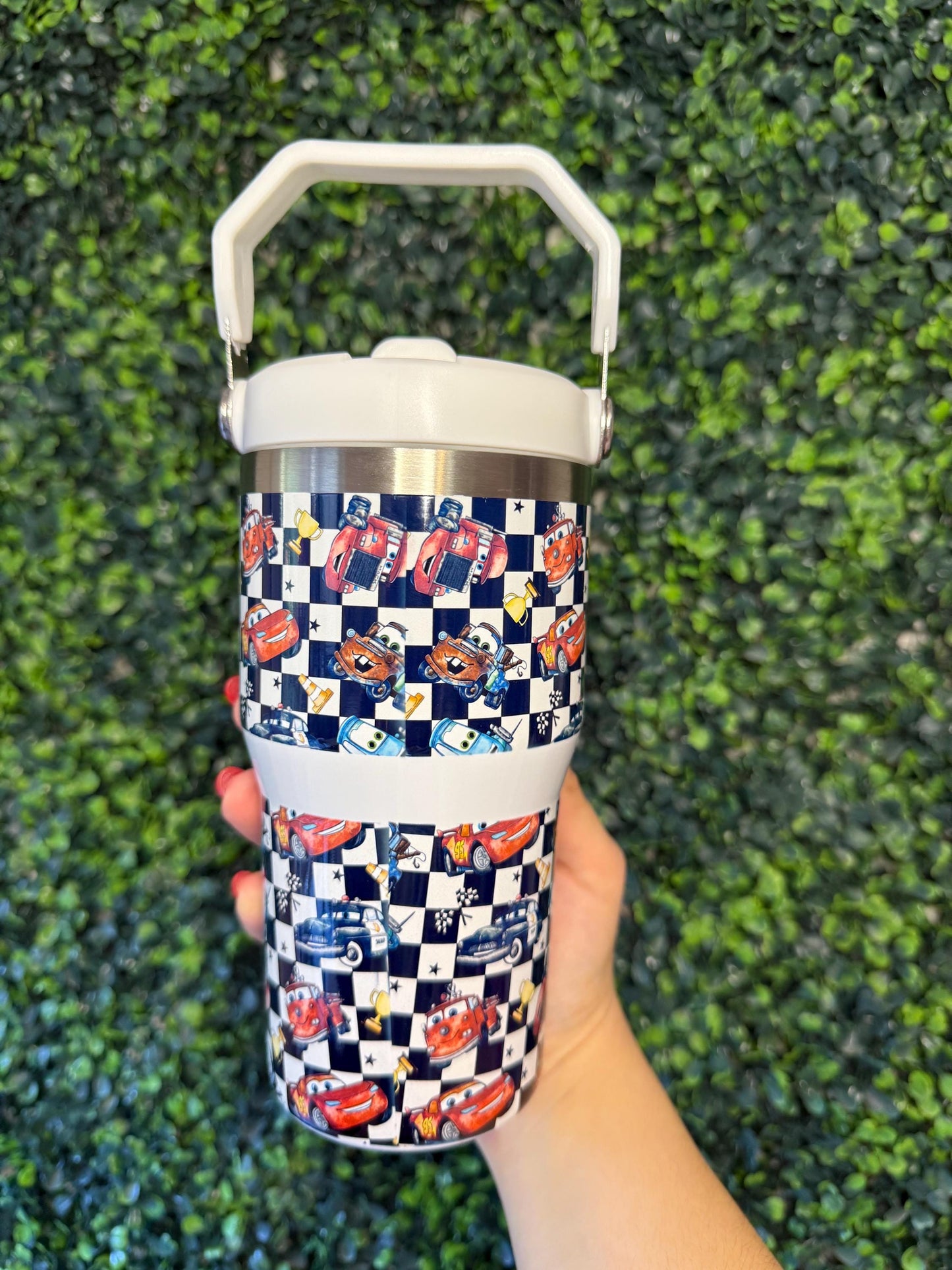 Kids Tumbler 20oz Cup with Handle, Cars Movie Kids Water Bottle, Lightning Mcqueen tumbler, perfect Birthday Gift for boys