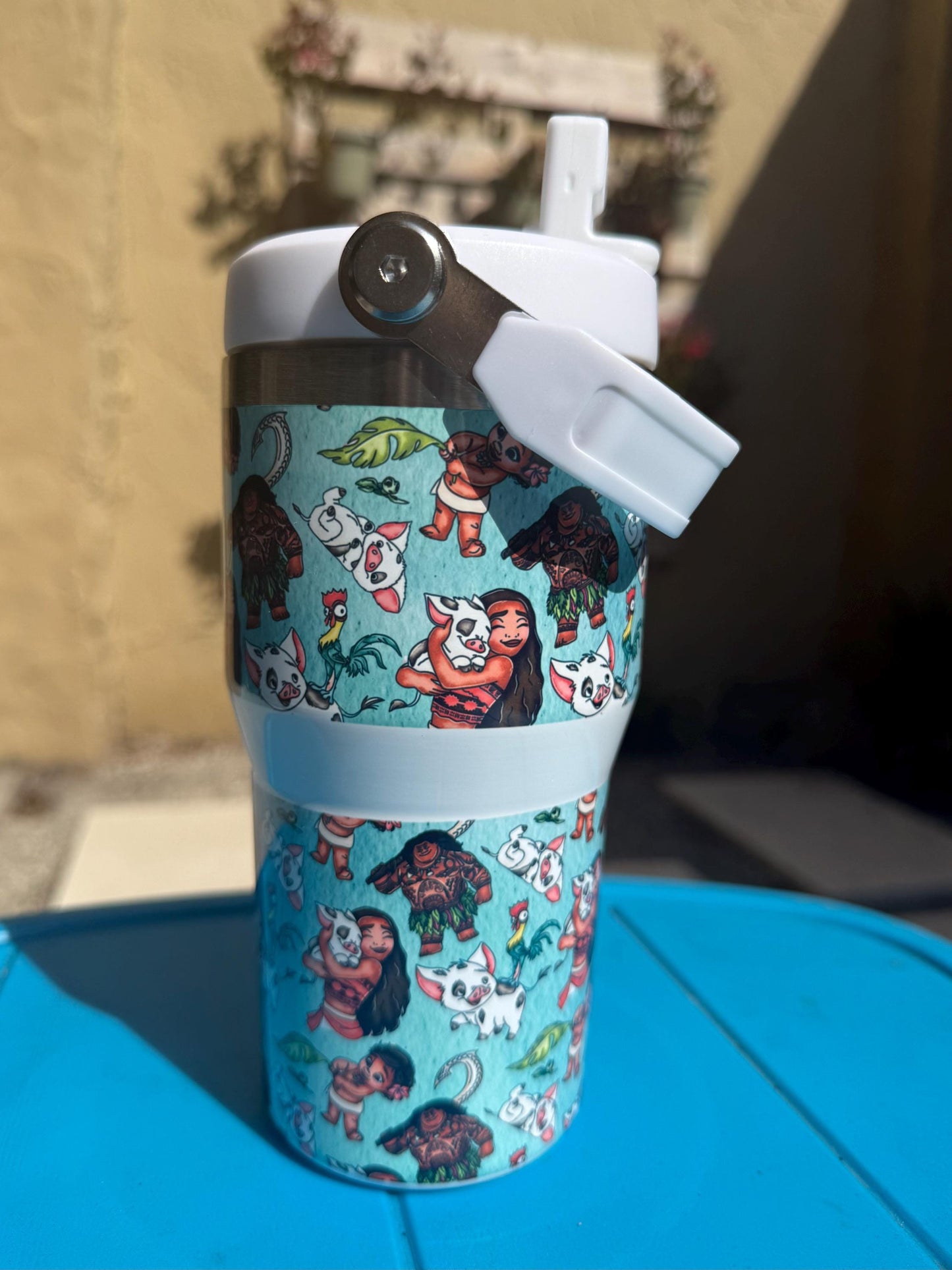 Kids Tumbler 20oz Cup with Handle,Moana Maui Water Bottle, Moana Maui tumbler, perfect Birthday Gift, Ocean Princess