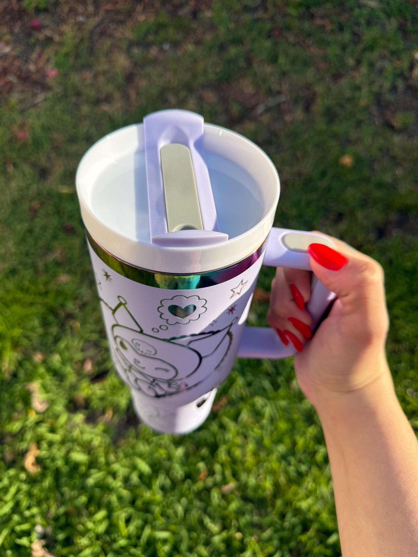 Kawaii Rainbow Tumbler, Kuromi Stanley Dupe, 40oz with handle, Laser Engraved, Kawaii Tumbler, engraved gifts, Kuromi my melody