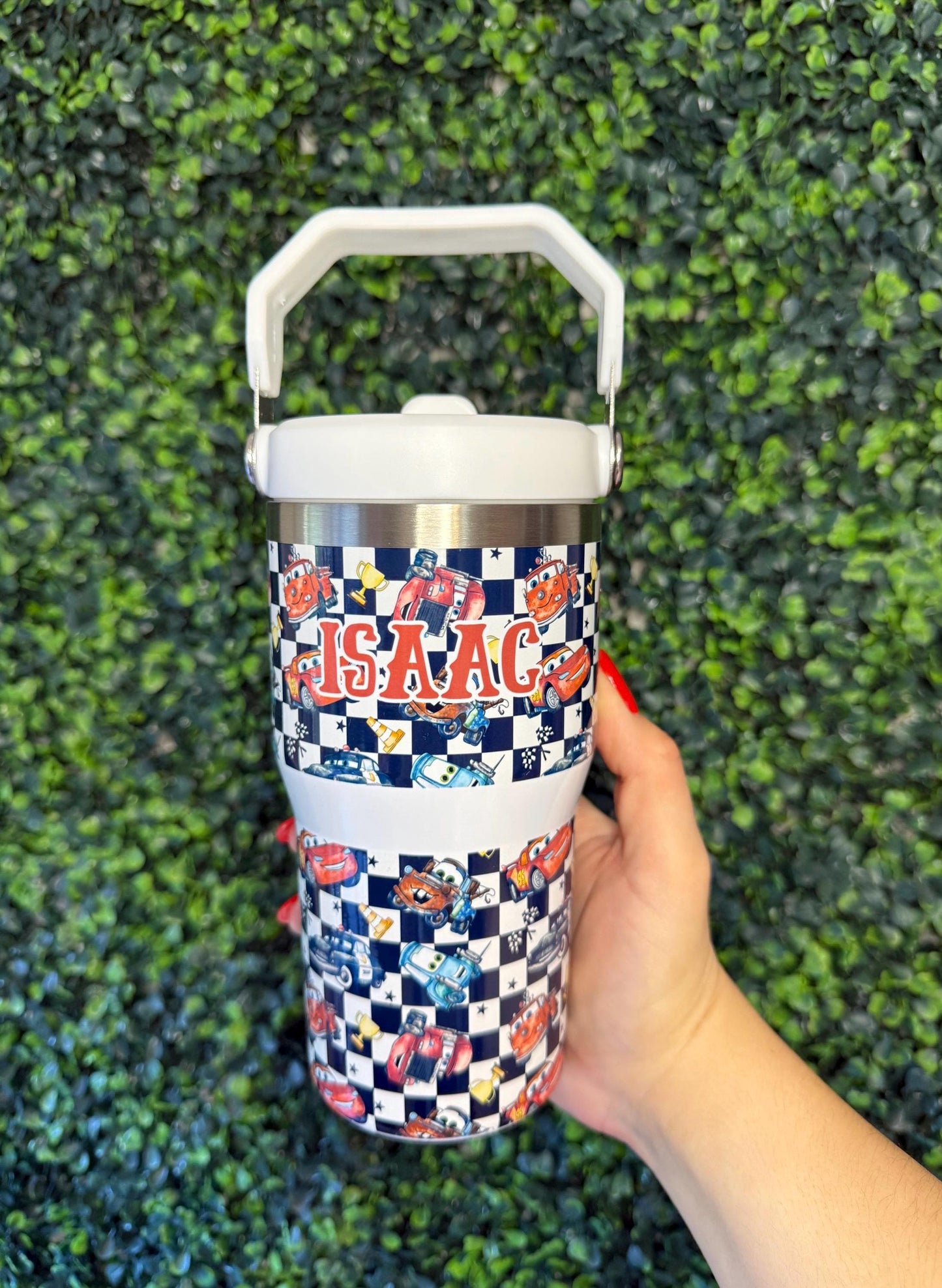 Kids Tumbler 20oz Cup with Handle, Cars Movie Kids Water Bottle, Lightning Mcqueen tumbler, perfect Birthday Gift for boys