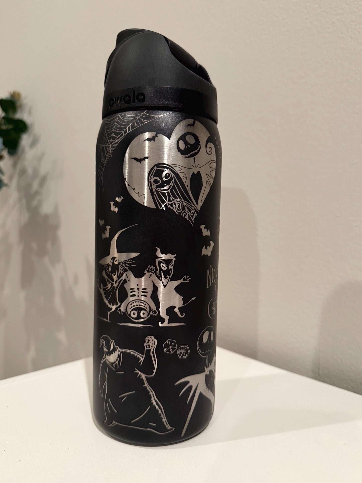 Custom Engraved Owala, Disney Nightmare Before Christmas,Owala Free Sip, Laser Engraved, Jack and Sally Tumbler, Disney engraved gifts