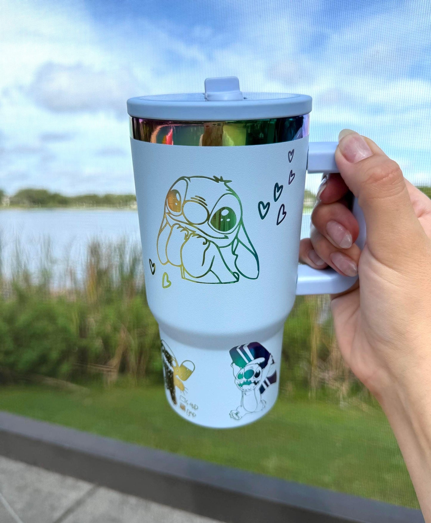 Custom Engraved Kids Tumbler, Lilo and Stitch Tumbler, 20oz with handle, Engraved tumbler, Spill proof cup, Stitch gift for boys and girls