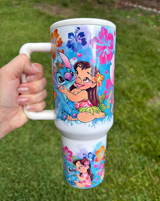 Lilo and Stitch Tumbler, Personalized Tumbler with Handle, Disney tumbler, Lilo & Stitch Inspired Cup, Stitch Stanley dupe, Disney gifts
