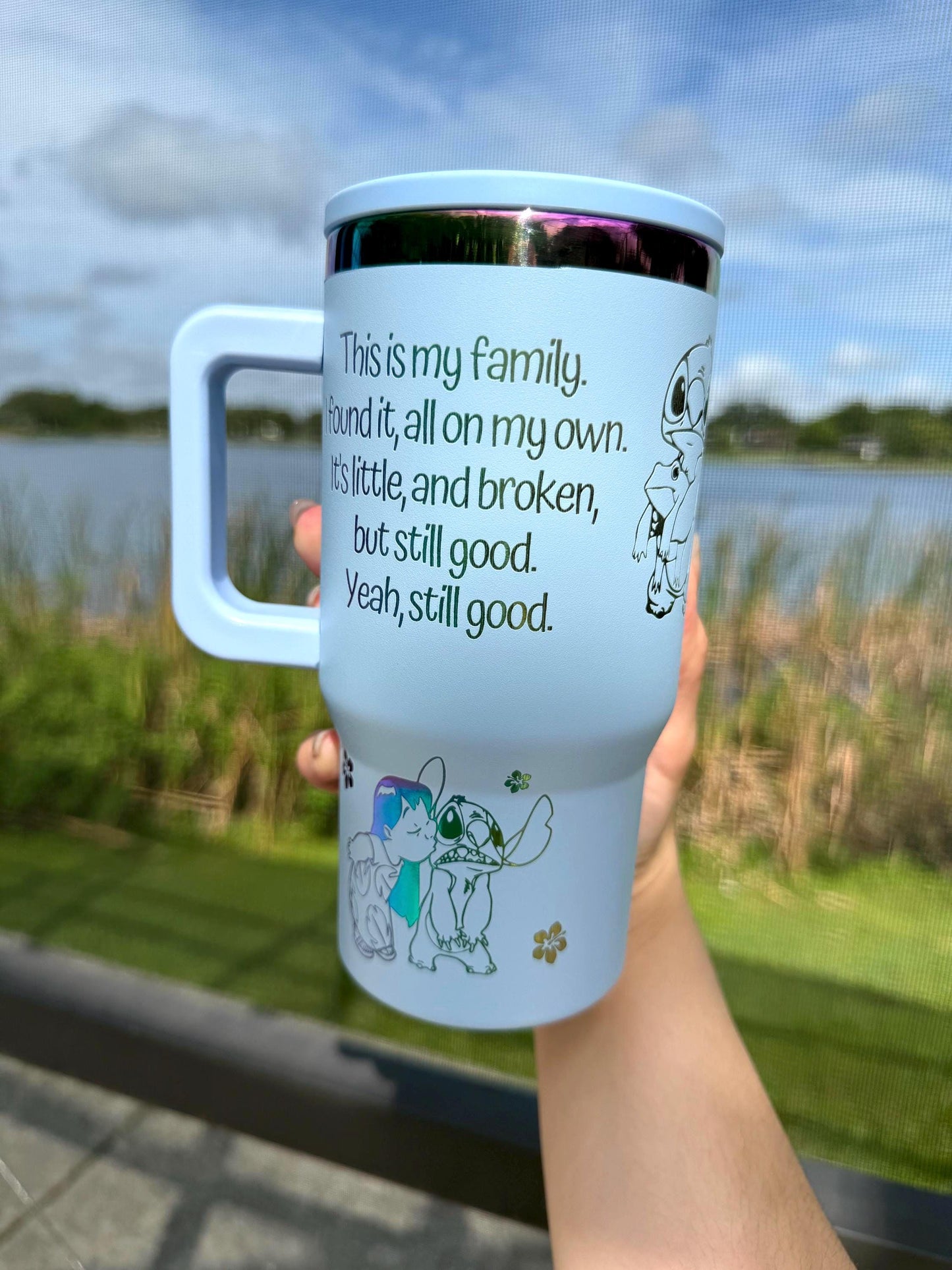 Custom Engraved Kids Tumbler, Lilo and Stitch Tumbler, 20oz with handle, Engraved tumbler, Spill proof cup, Stitch gift for boys and girls