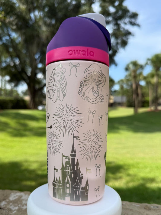 Custom Engraved Kids Owala FreeSip 16oz, Disney Princess Mashup Inspired