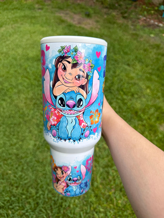 Lilo and Stitch Tumbler, Personalized Tumbler with Handle, Disney tumbler, Lilo & Stitch Inspired Cup, Stitch Stanley dupe, Disney gifts
