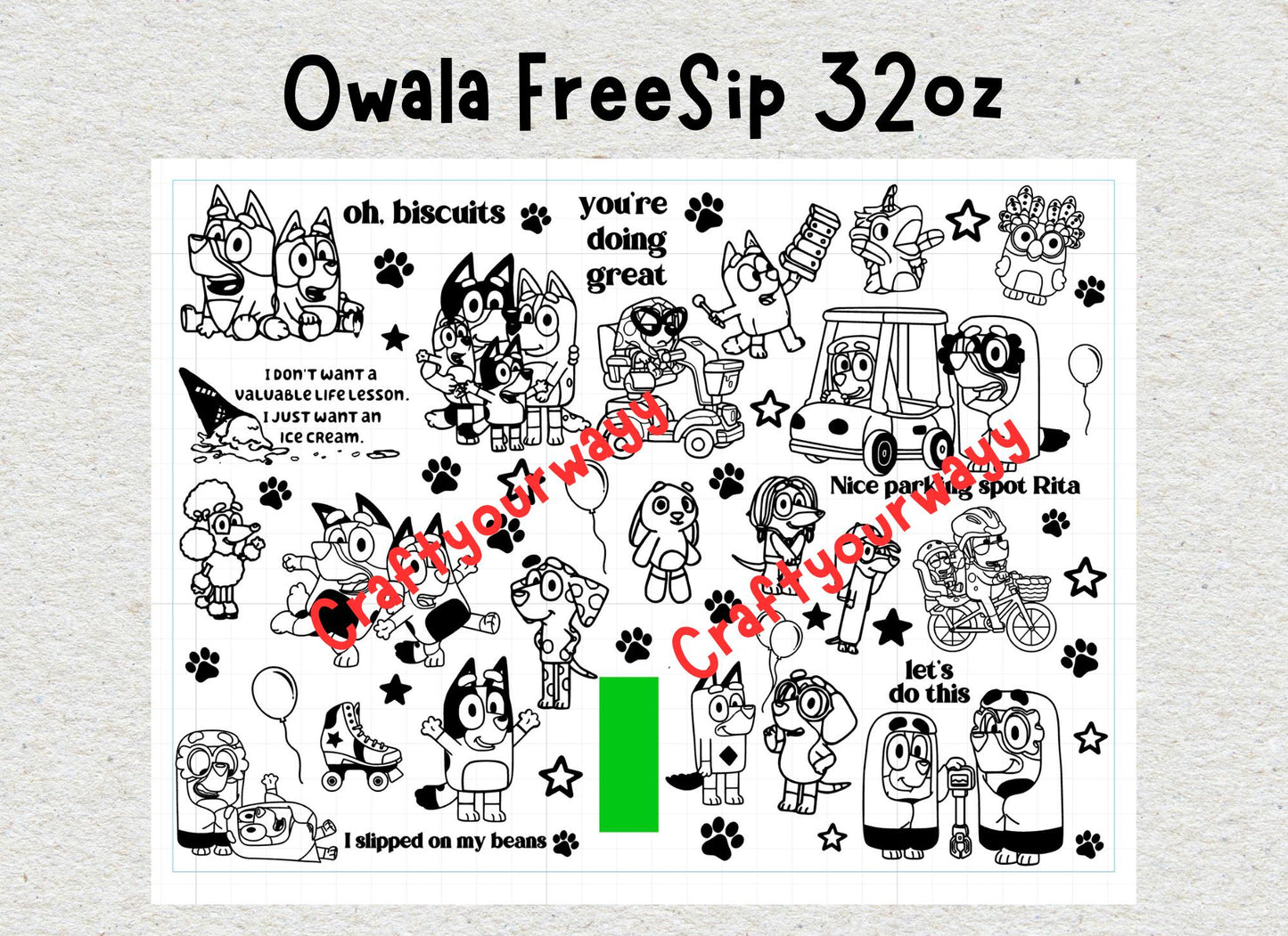 Bluey Bingo 32oz Free Sip Owala, Engraved tumbler