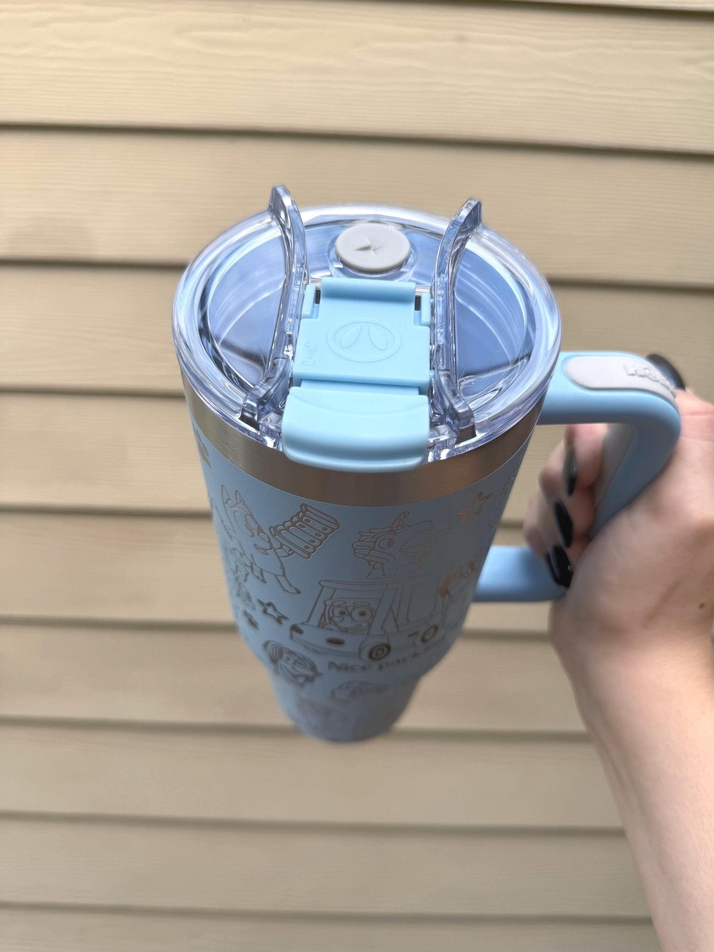 Custom Engraved Tumbler, Bluey Bingo, 40oz with handle, Engraved tumbler, Cartoon dog, Bluey Mom Bluey Dad Grannies