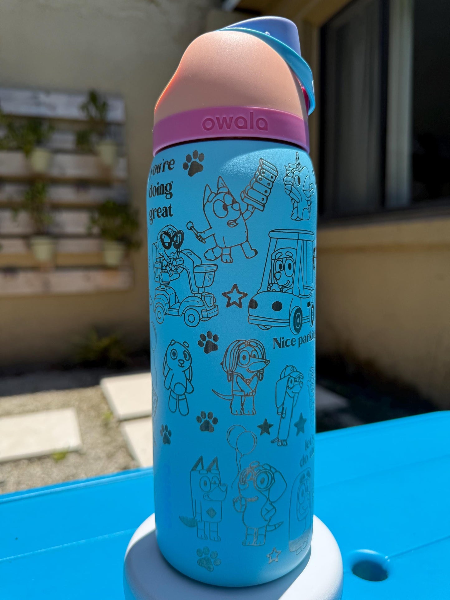 Bluey Bingo 32oz Free Sip Owala, Engraved tumbler