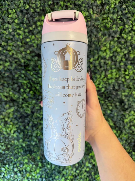 Cinderella Princess Movie 24oz Owala Free Sip, Engraved tumbler