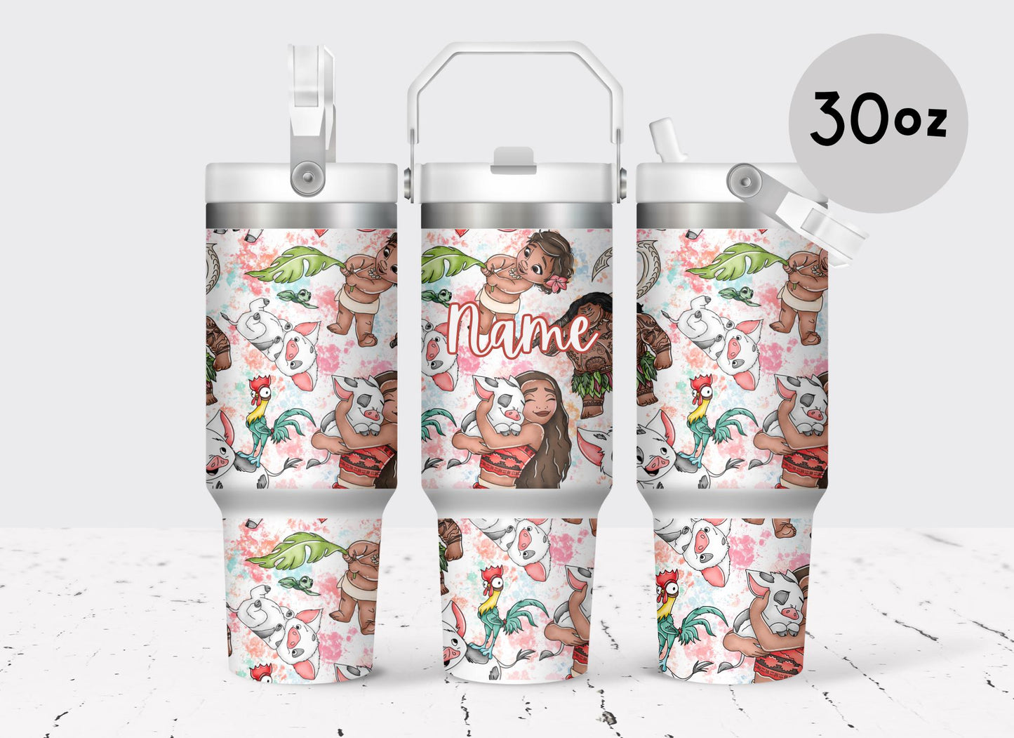 Disney Moana Maui, 30oz Tumbler with Top handle, Personalized with name