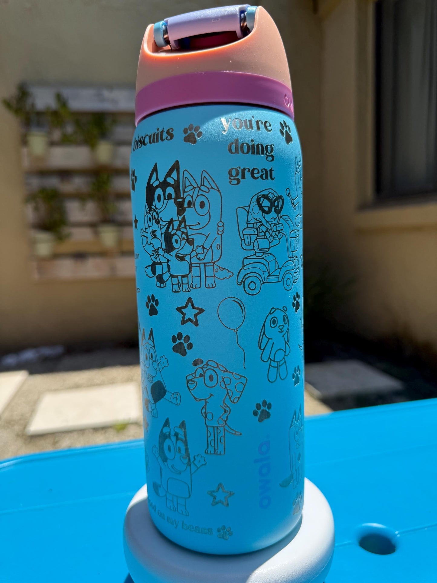 Bluey Bingo 32oz Free Sip Owala, Engraved tumbler