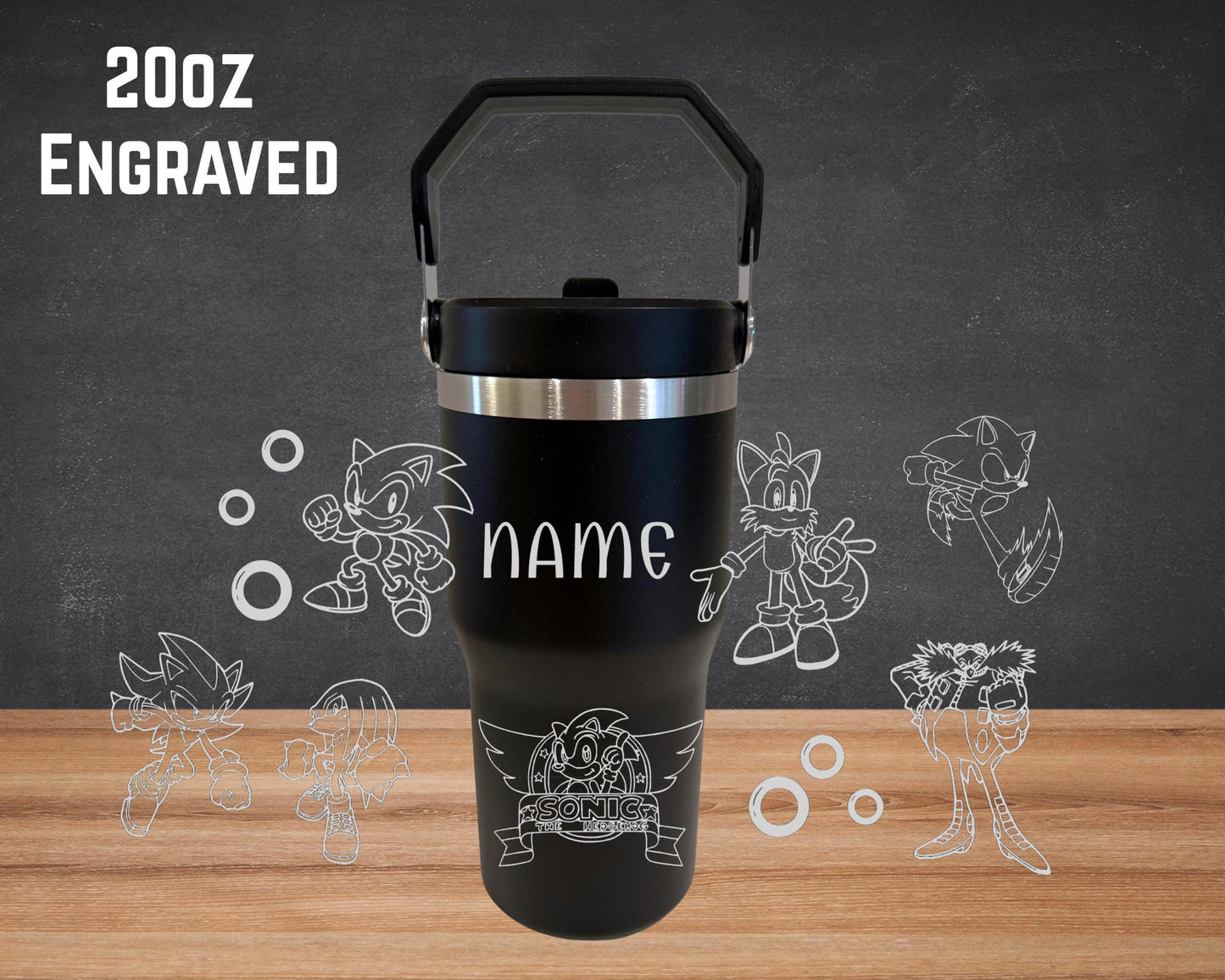 Kids Engraved 20oz Tumbler, Sonic Hedgehog