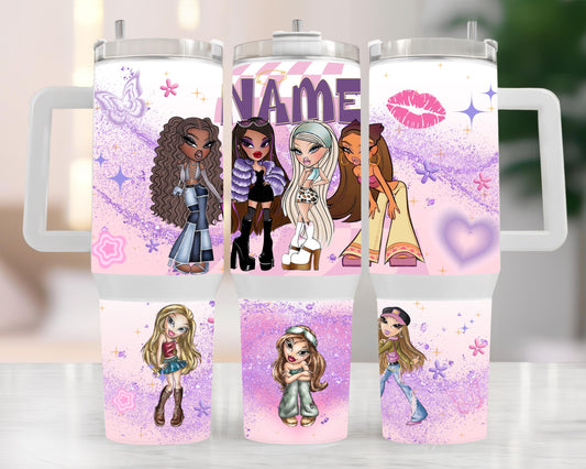 Personalized Tumbler Bratz Y2K Dolls, 40oz with Side handle, Personalized with name, Bratz Style