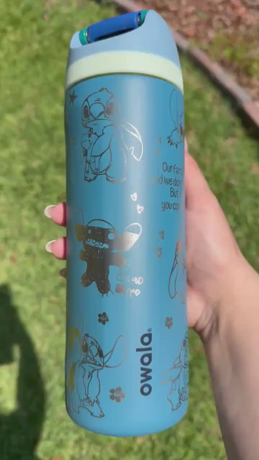 Custom Engraved Owala, Lilo and Stitch Movie, Owala Free Sip, Engraved tumbler, Cute Alien Disney