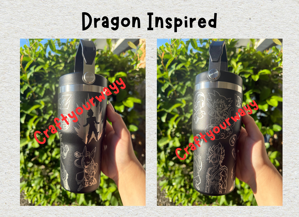 Dragon Cartoon Engraved Tumbler, Different Sizes Available