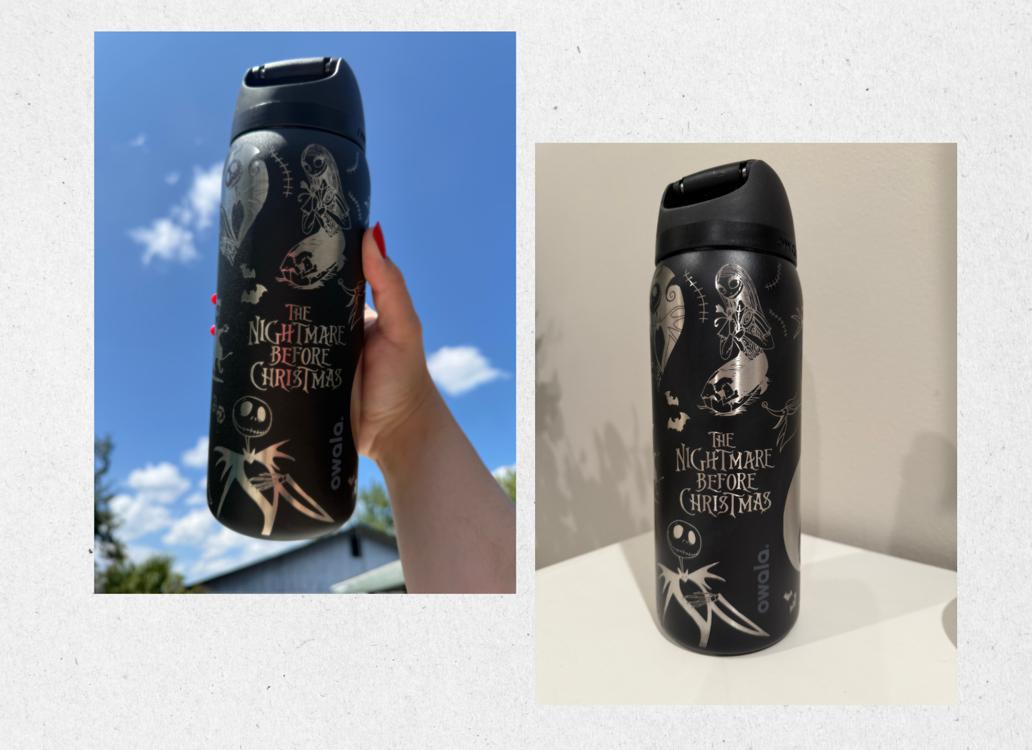 Engraved Owala Free Sip Christmas Skeleton Couple