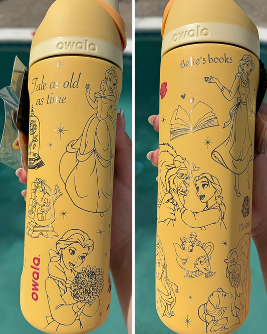Yellow Princess Engraved Owala Free Sip 24oz Special Edition