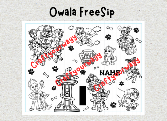 Paw Patrol Engraved Owala Free Sip, Dog Cartoon