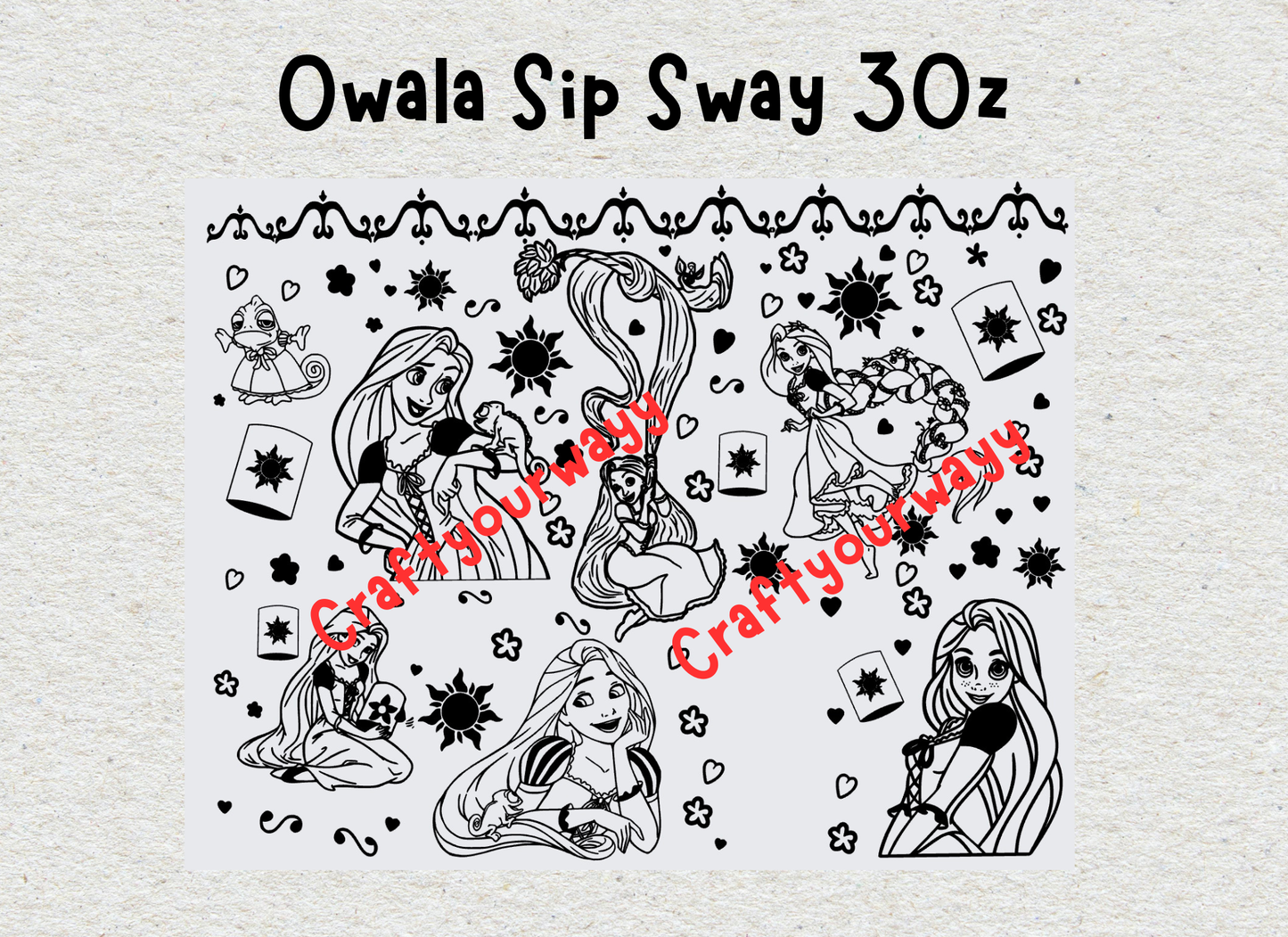 Tangled Princess Engraved Owala Sip Sway 30oz, Rapunzel