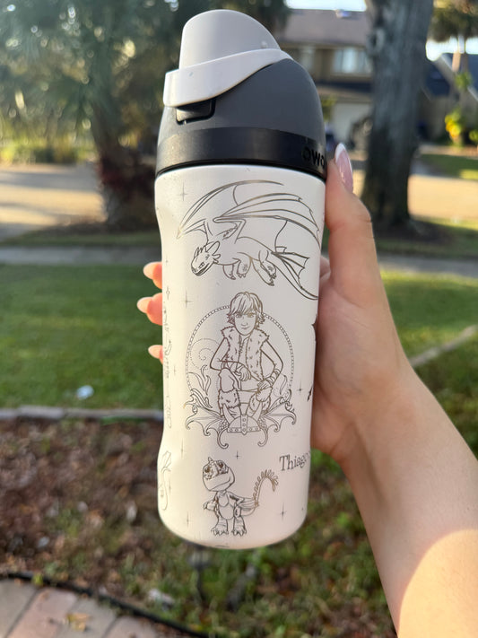 Dragon Engraved Owala Free Sip 16oz, Toothless dragon