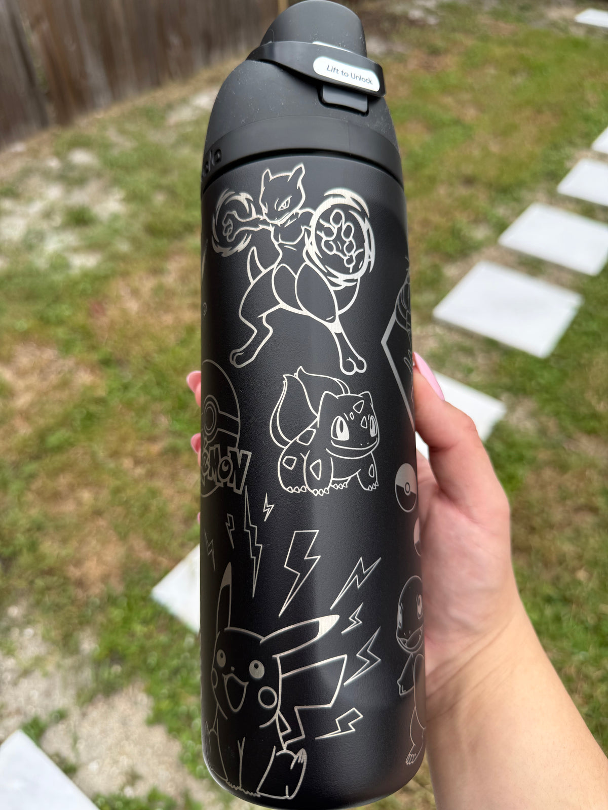 (Minor defect) Poke Cartoon Engraved Owala 24oz Tumbler
