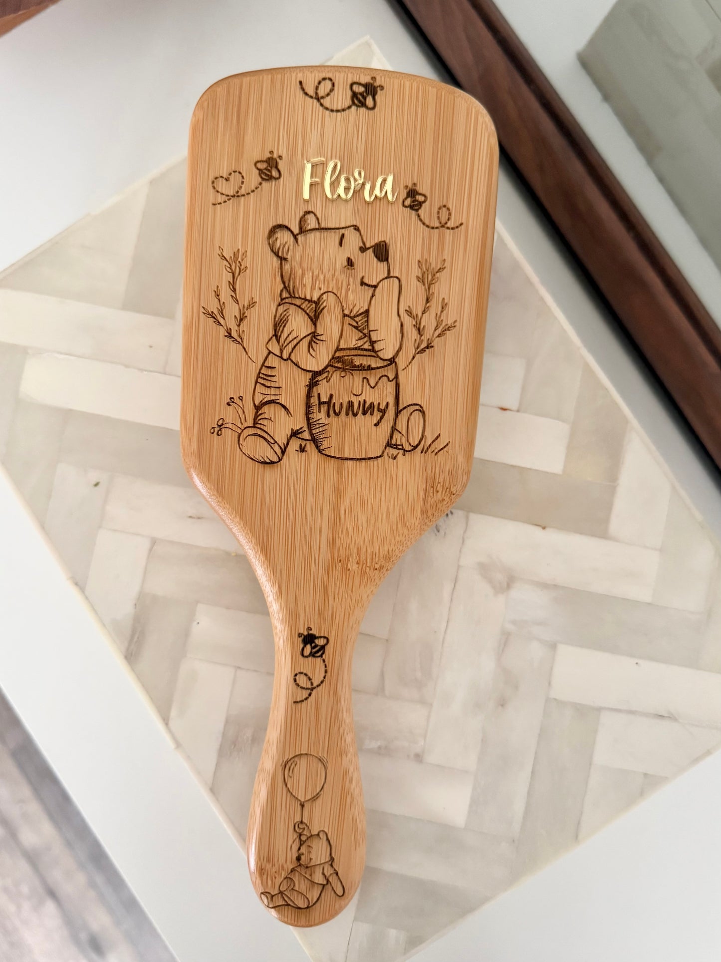Personalized Pooh Bear Bamboo Hair Brush