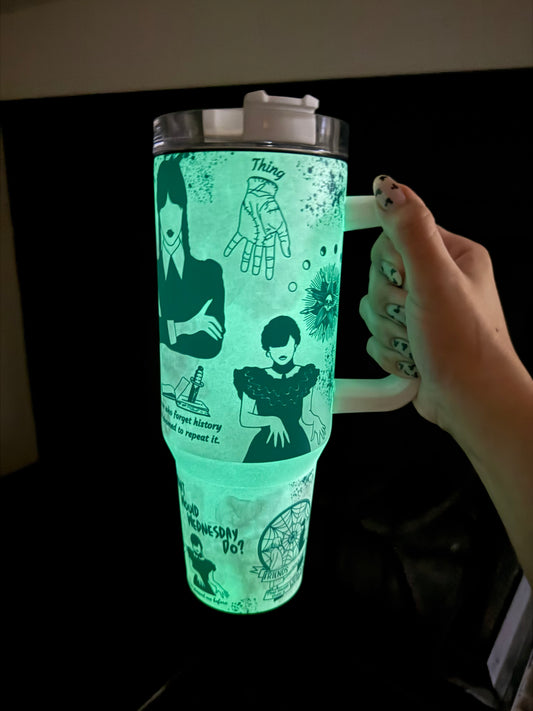 Glow-in-the-Dark Wednesday Addams Stanley Dupe Tumbler 40oz
