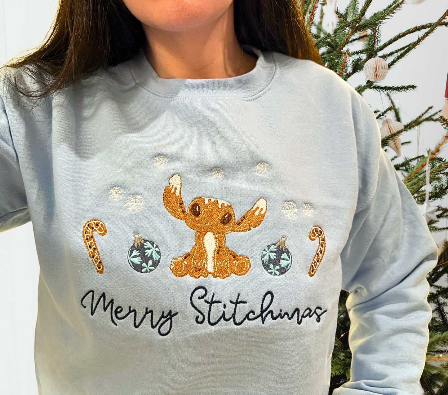 Merry Stitchmas Embroidery Sweatshirt, Stitch Gingerbread