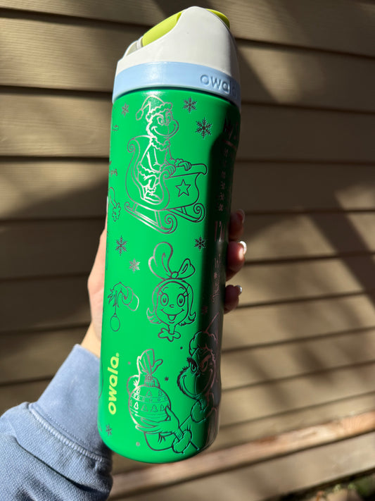 Mr Grinch Engraved Christmas Owala FreeSip 24oz