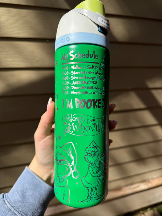 Mr Grinch Engraved Christmas Owala FreeSip 24oz