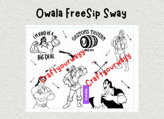 Custom Engraved Owala, Disney Gaston 30oz Free Sip Sway, Laser Engraved