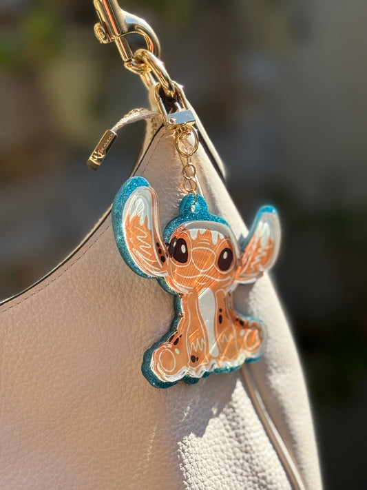Merry Stitchmas Bag Charm/Keychain, Acrylic Glitter