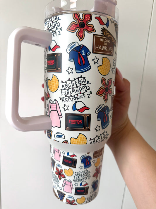 Stranger Tv Show 40oz Tumbler, Glow in the Dark