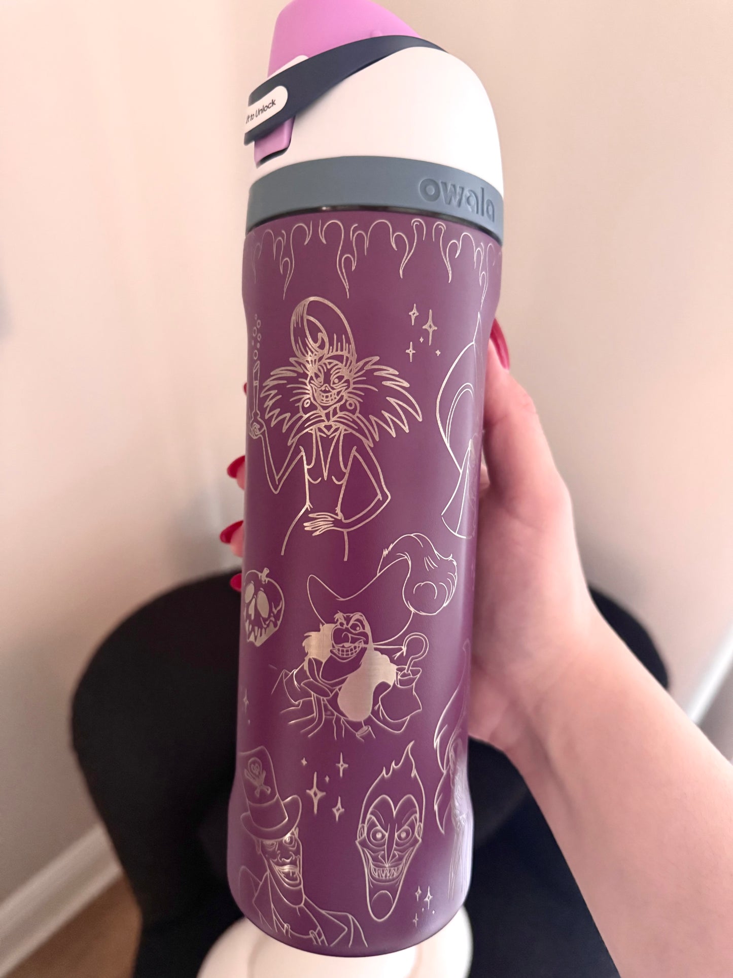 Ready to Ship Engraved Owala, Disney Villains 24oz